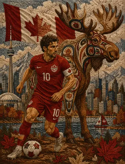 Canada World Cup embroidered tapestry illustration
