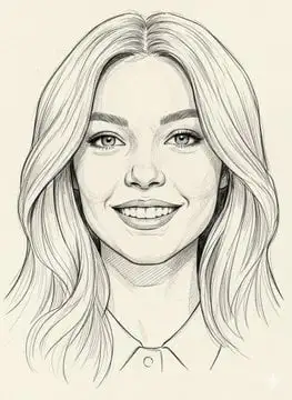 Expressive line-work sketch portrait from a reference photo