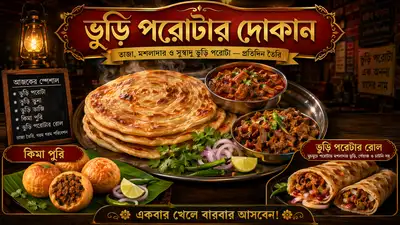 Bangladeshi vuri paratha street food advertising poster