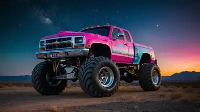 Monster Truck Neon Sticker Prompt