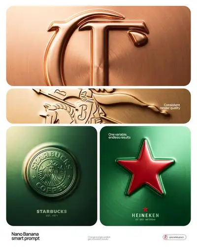 Embossed metal brand logo relief concept