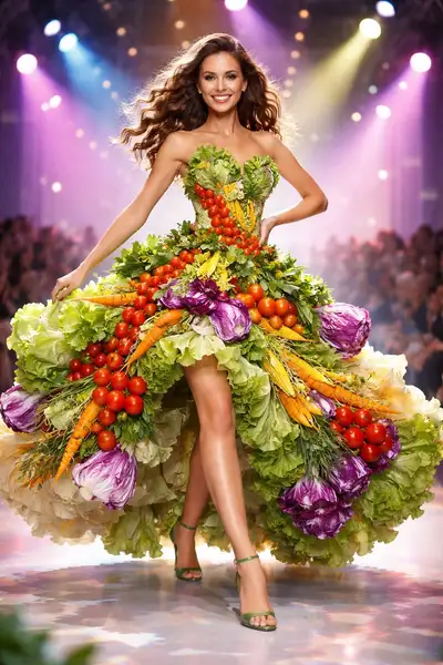 Vegetable Couture Fashion Runway Prompt