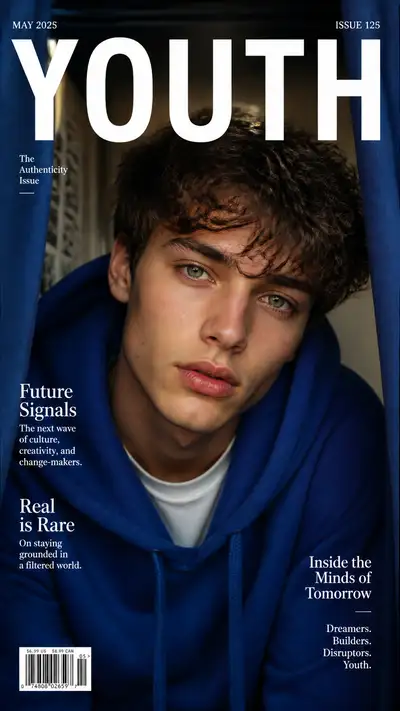 Photobooth-style Gen Z magazine cover titled Youth