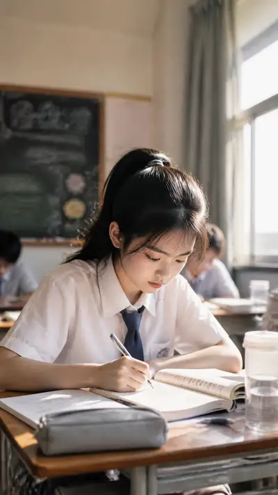 Nostalgic classroom desk-mate photo prompt, Chinese