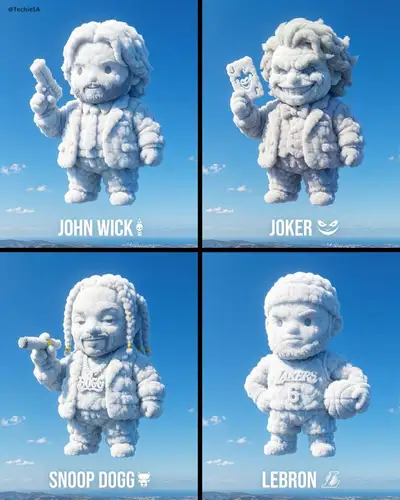 Character-shaped cloud sculpture in a summer sky