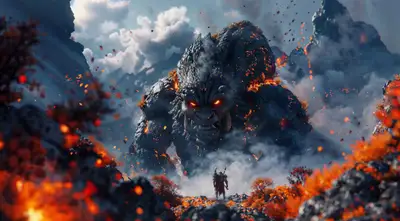 Video Game Cinematic Boss Battle Shot