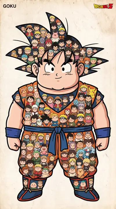 Chubby-figure poster template of a favorite anime character