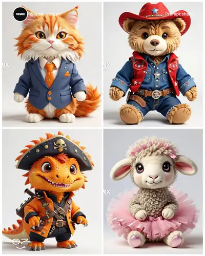 Cute Stuffed Animal with Clothing