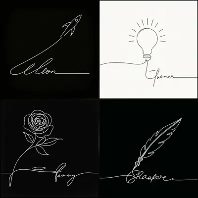 Symbolic Autograph Line Drawing Prompt