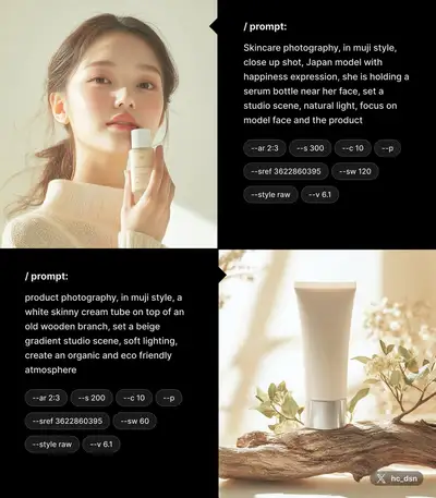 Muji Aesthetic Skincare Photography - Model with Serum
