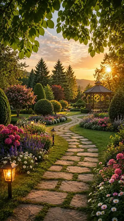 Ultra-Realistic Enchanted Botanical Garden Landscape