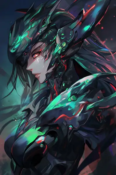 Cyborg Dragon Humanoid Portrait