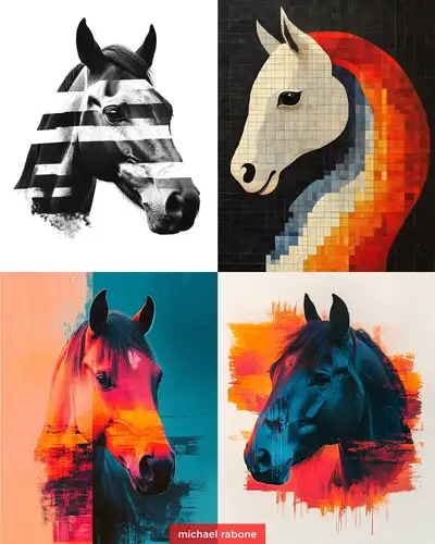 Abstract Horse Head Silhouette