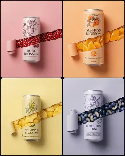 Soda Can With Paper-Tear Fruit Reveal Effect