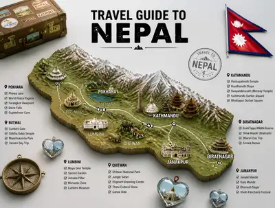 3D travel guide infographic poster for Nepal