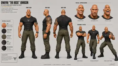 Professional animation character turnaround sheet