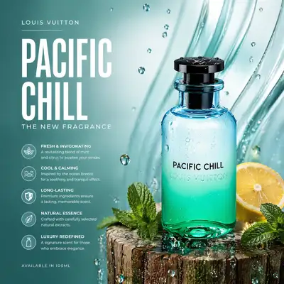 Luxury drink bottle poster with acid glass gradient base
