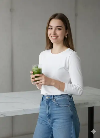 Modern Indoor Lifestyle Portrait at a Marble Counter