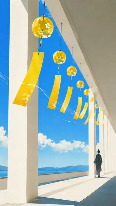 East Asian zen minimalist wind chime poster