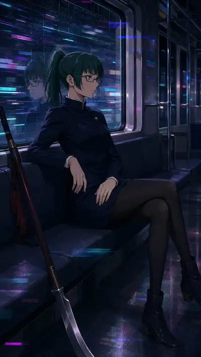 Jujutsu Kaisen Night Train Window Style Refining Prompt