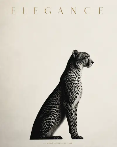 Minimalist Haute Couture Cheetah Exhibition Poster