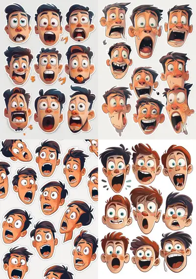 Midjourney Icon Set - Surprised Faces
