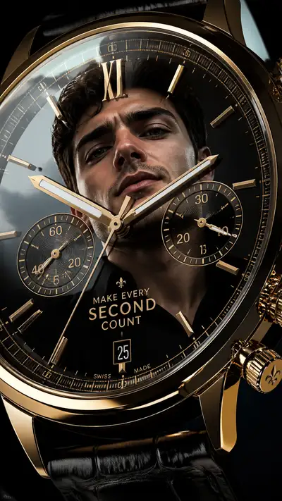 POV luxury watch advertising poster prompt