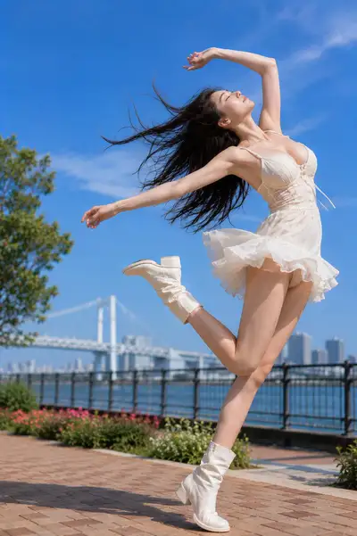 夏のジャンプファッションポートレート