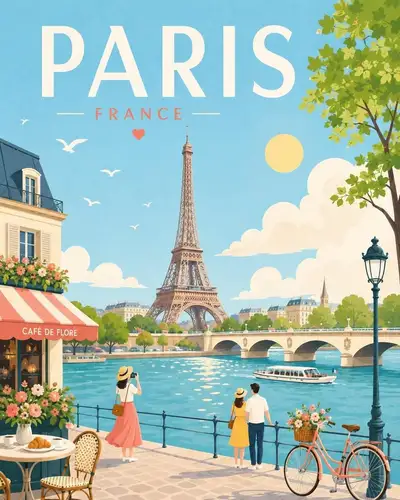 Minimalist flat-vector city travel poster template