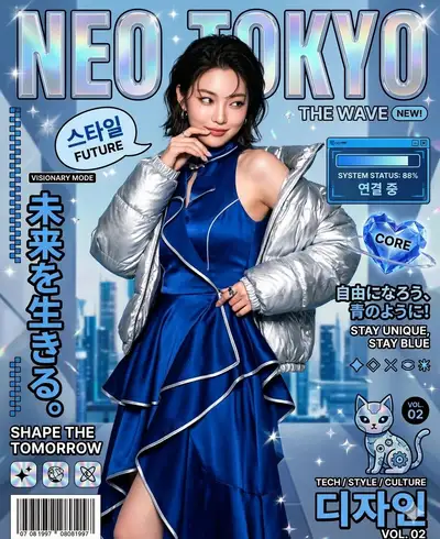 Neo Tokyo Cyberpunk Fashion Magazine Cover