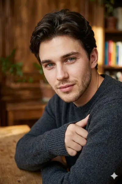 Cinematic Portrait of a Young Man in Cozy Light