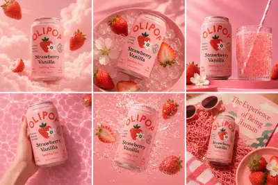 OLIPOP Erdbeer-Vanille 6-Raster Instagram-Kampagne