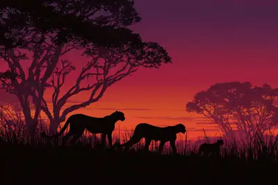 Twilight Safari Landscape Silhouette Prompt