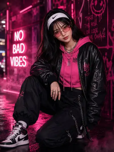 Cyberpunk Streetwear Editorial Portrait