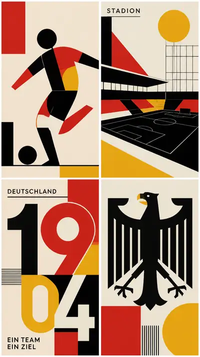 Germany Bauhaus-style geometric football collage