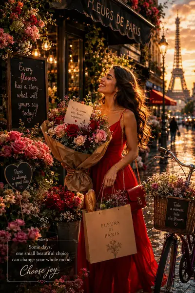 Cinematic Paris Flower Shop Portrait