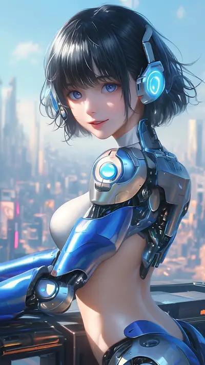 Anime Mecha Girl in Makoto Shinkai Style