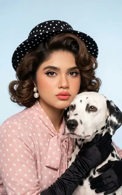 Vintage Fashion Editorial Portrait with Dalmatian