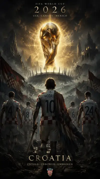 Elden Ring style World Cup 2026 Croatia poster