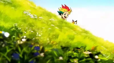 Anime boy riding cycle with cat