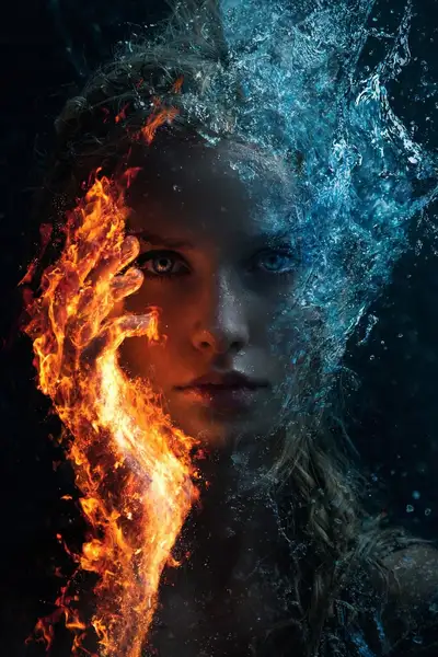 Elemental Fire and Water Portrait
