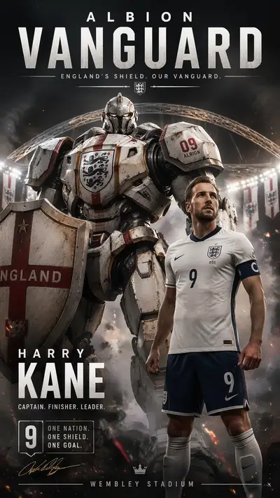 England World Cup mech poster: Albion Vanguard with Kane
