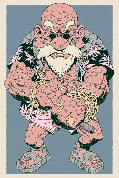 Old Man Roshi Character Design Prompt