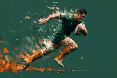 Plantilla de retrato de atleta con explosión de partículas geográficas fracturadas