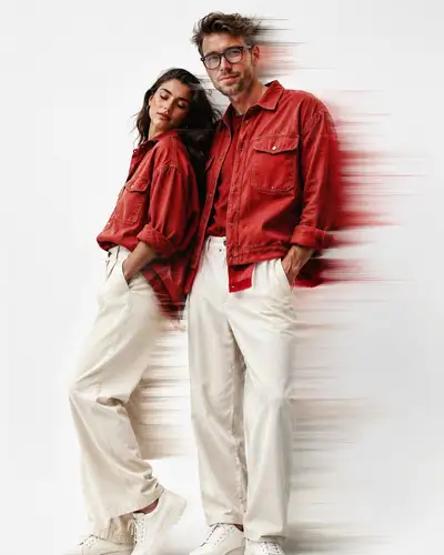 Fashion Editorial Portrait with Red Denim