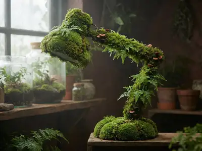 Product rendered as living moss for biophilic advertising