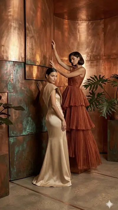 High-Fashion Editorial with Copper Architecture