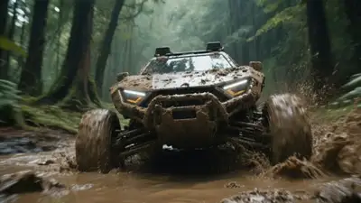 Muddy Off-Road Vehicle in Forest Video