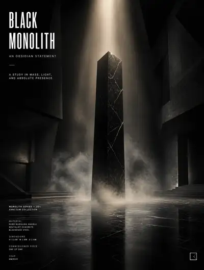 Póster de arte fino arquitectónico de monolito negro