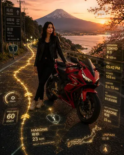 Cinematic Motorcycle Travel Campaign Prompt